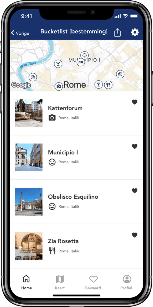 GoHere app – Bucketlist
